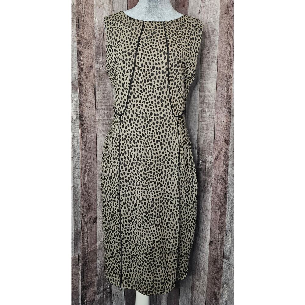 METAPHOR Black Leopard Animal Lined Midi DRESS Sleeveless Emo Goth Women's Med